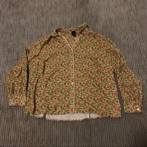 Floral Corduroy Long Sleeve Button Up